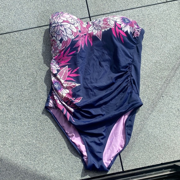 Debenhams Other - English brand Debenhams floral strapless swimsuit size 14 purple pink white